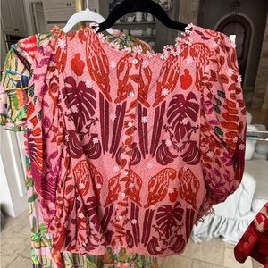 Farm Rio Back Button Shirt L